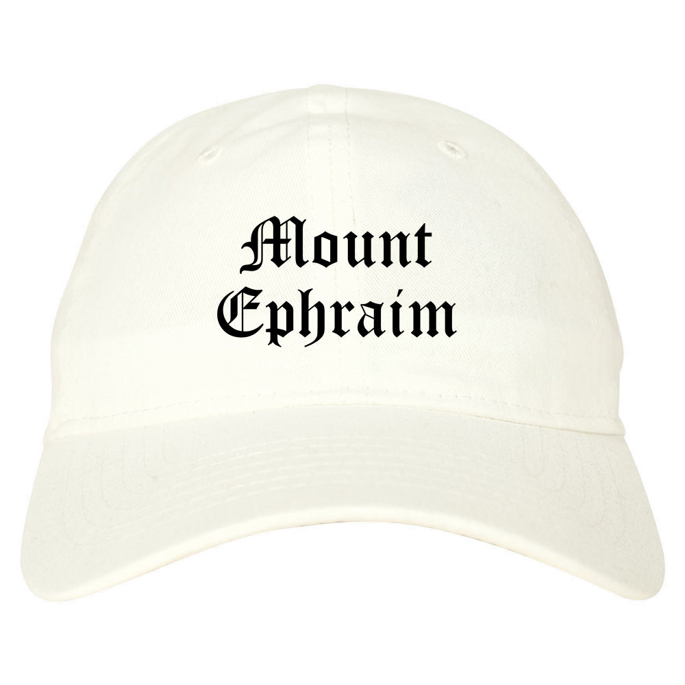 Mount Ephraim New Jersey NJ Old English Mens Dad Hat Baseball Cap White