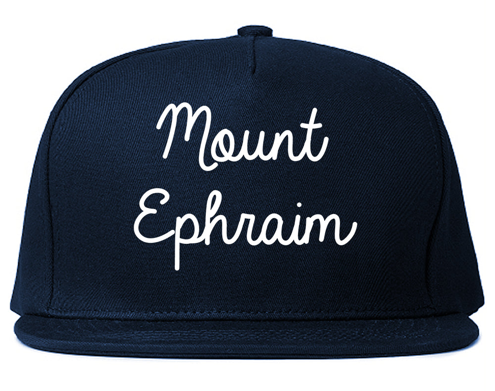Mount Ephraim New Jersey NJ Script Mens Snapback Hat Navy Blue