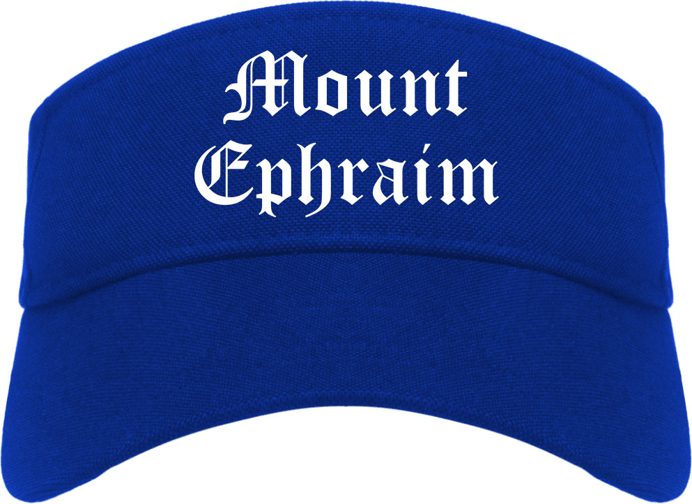 Mount Ephraim New Jersey NJ Old English Mens Visor Cap Hat Royal Blue