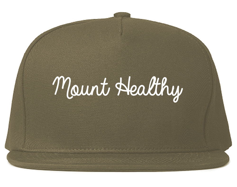 Mount Healthy Ohio OH Script Mens Snapback Hat Grey