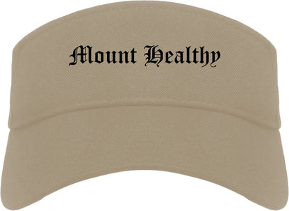 Mount Healthy Ohio OH Old English Mens Visor Cap Hat Khaki