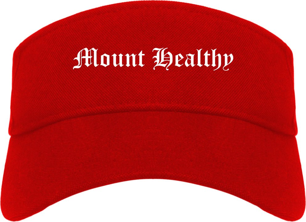 Mount Healthy Ohio OH Old English Mens Visor Cap Hat Red