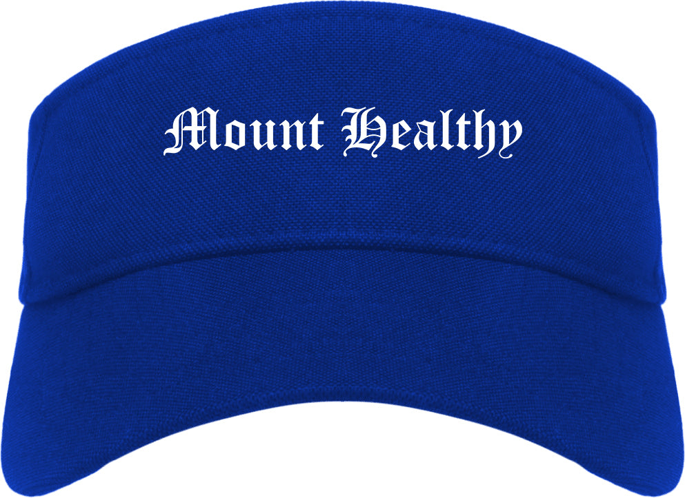 Mount Healthy Ohio OH Old English Mens Visor Cap Hat Royal Blue