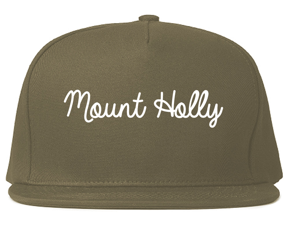 Mount Holly North Carolina NC Script Mens Snapback Hat Grey