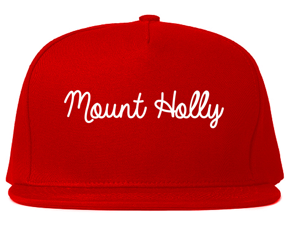 Mount Holly North Carolina NC Script Mens Snapback Hat Red
