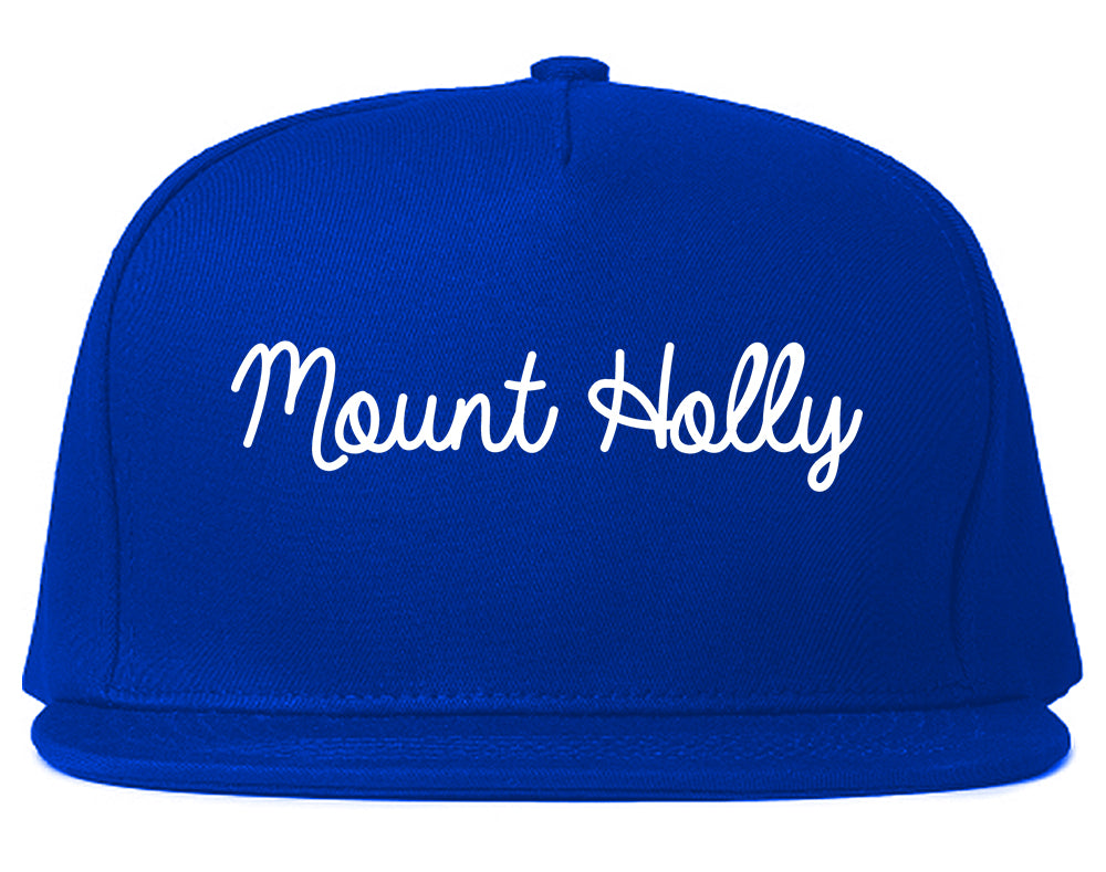 Mount Holly North Carolina NC Script Mens Snapback Hat Royal Blue