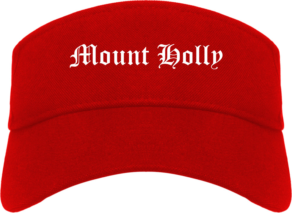 Mount Holly North Carolina NC Old English Mens Visor Cap Hat Red