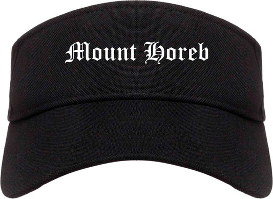 Mount Horeb Wisconsin WI Old English Mens Visor Cap Hat Black