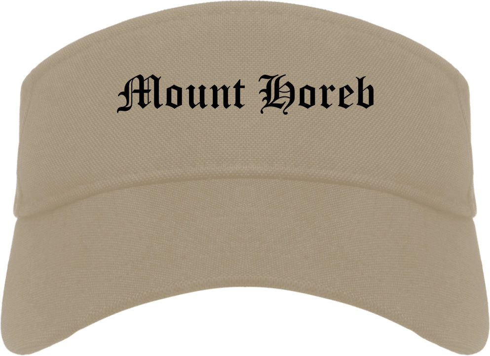 Mount Horeb Wisconsin WI Old English Mens Visor Cap Hat Khaki