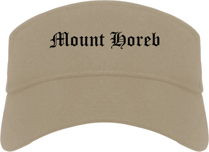 Mount Horeb Wisconsin WI Old English Mens Visor Cap Hat Khaki