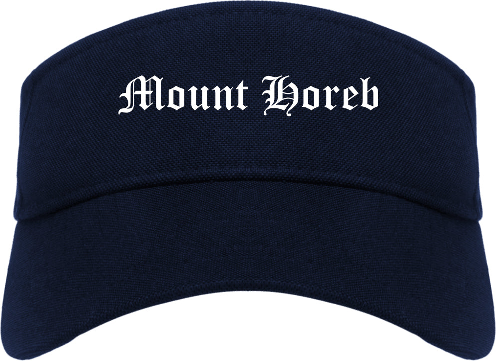 Mount Horeb Wisconsin WI Old English Mens Visor Cap Hat Navy Blue