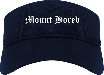 Mount Horeb Wisconsin WI Old English Mens Visor Cap Hat Navy Blue