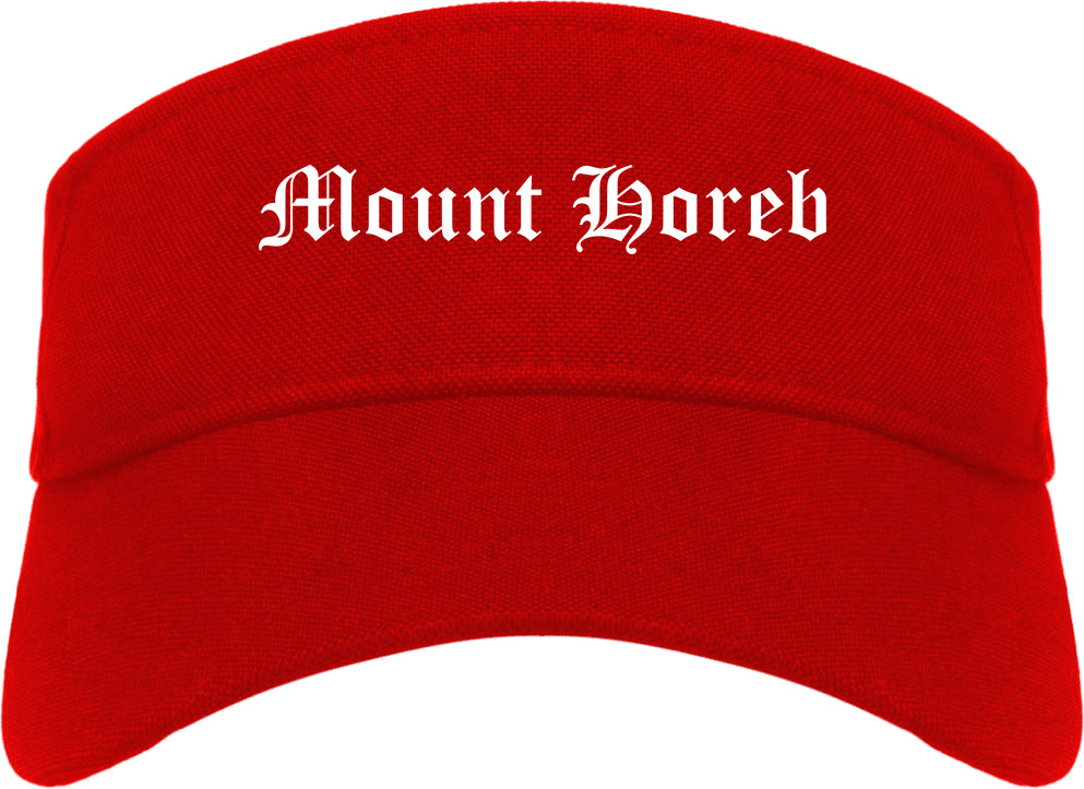 Mount Horeb Wisconsin WI Old English Mens Visor Cap Hat Red