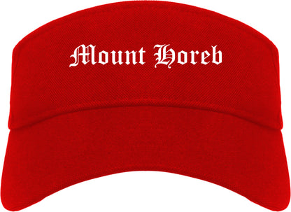 Mount Horeb Wisconsin WI Old English Mens Visor Cap Hat Red