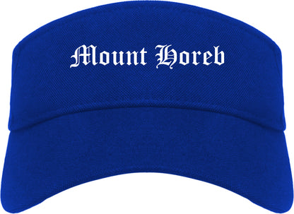 Mount Horeb Wisconsin WI Old English Mens Visor Cap Hat Royal Blue