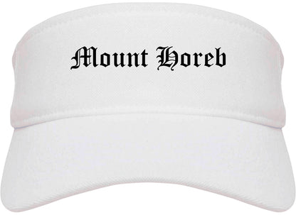 Mount Horeb Wisconsin WI Old English Mens Visor Cap Hat White