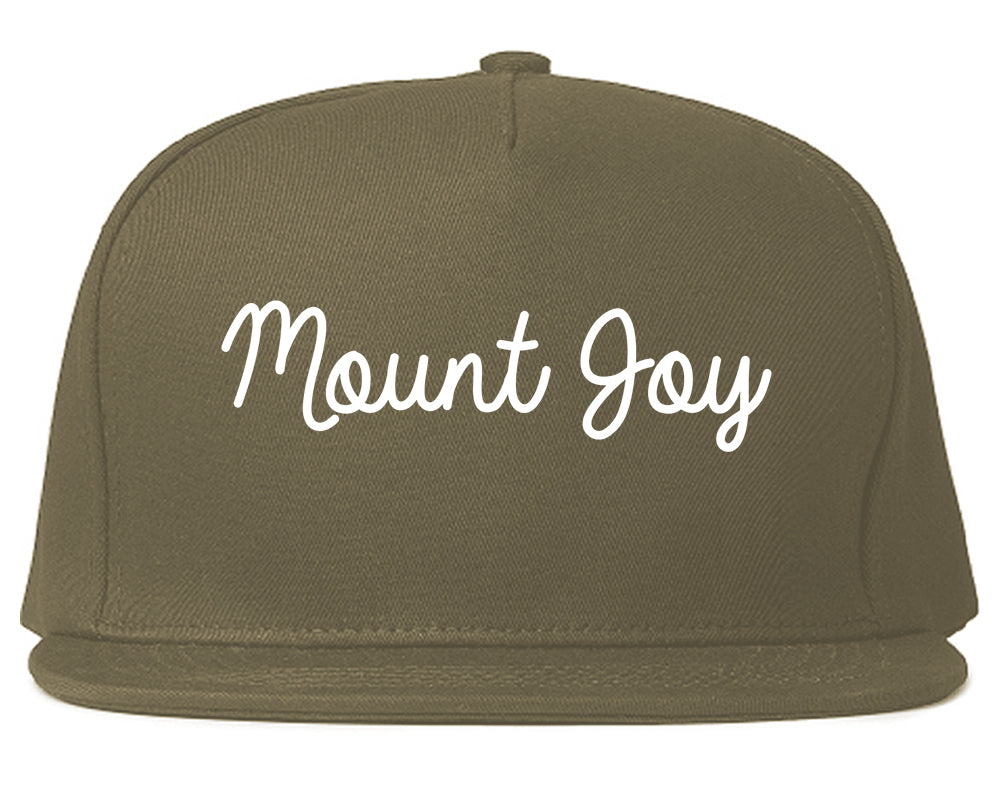 Mount Joy Pennsylvania PA Script Mens Snapback Hat Grey