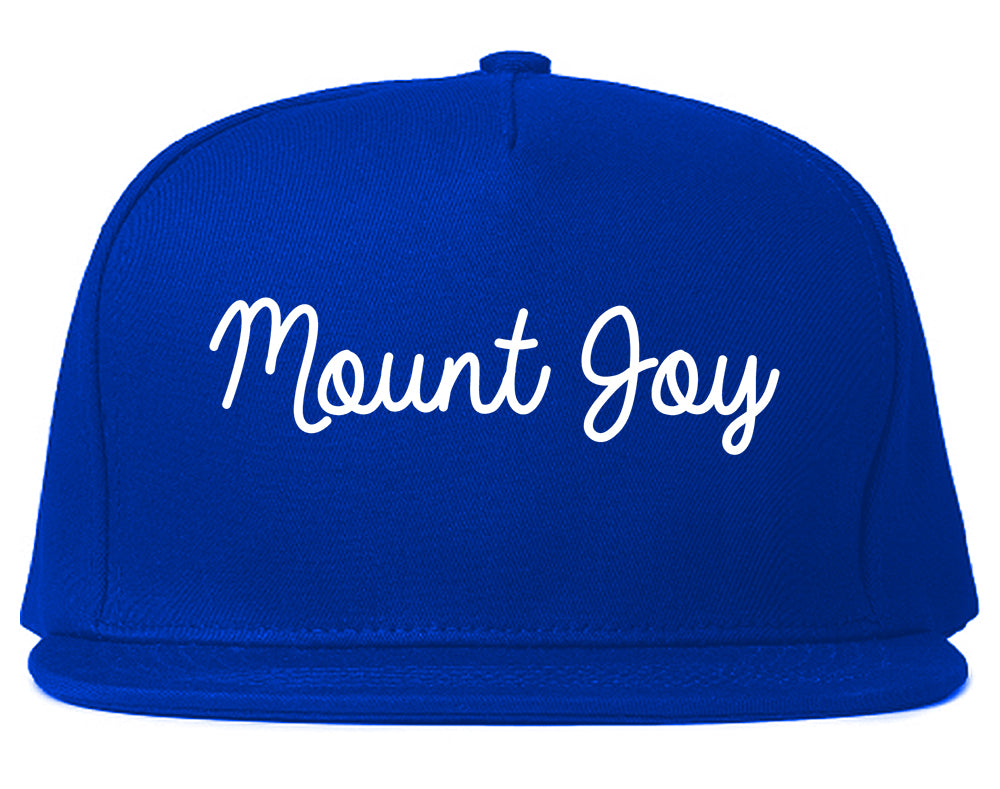 Mount Joy Pennsylvania PA Script Mens Snapback Hat Royal Blue