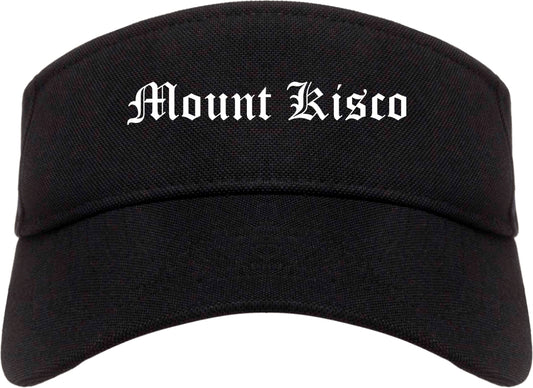 Mount Kisco New York NY Old English Mens Visor Cap Hat Black