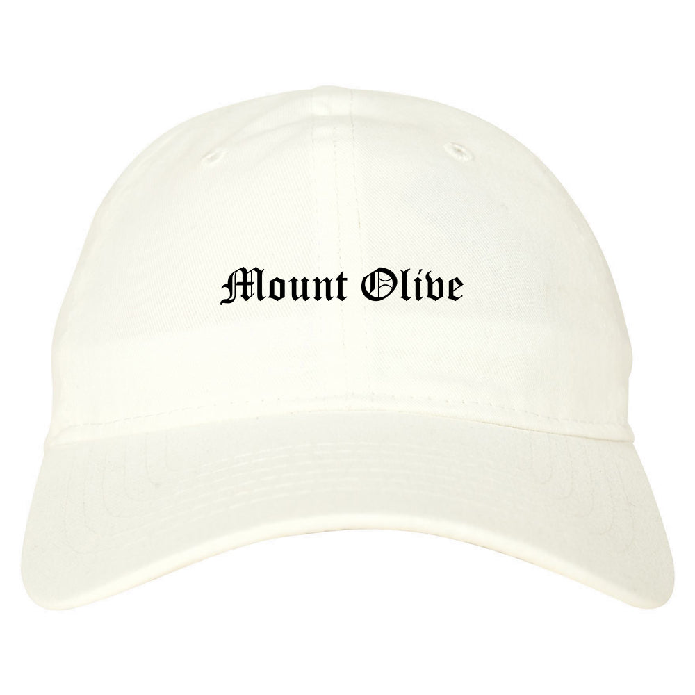 Mount Olive North Carolina NC Old English Mens Dad Hat Baseball Cap White