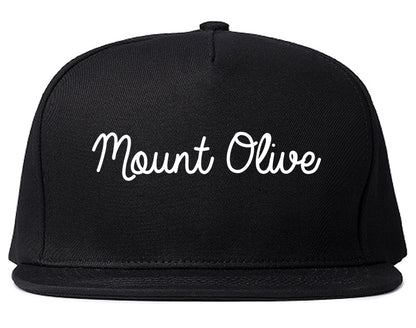Mount Olive North Carolina NC Script Mens Snapback Hat Black