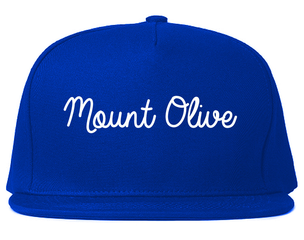 Mount Olive North Carolina NC Script Mens Snapback Hat Royal Blue