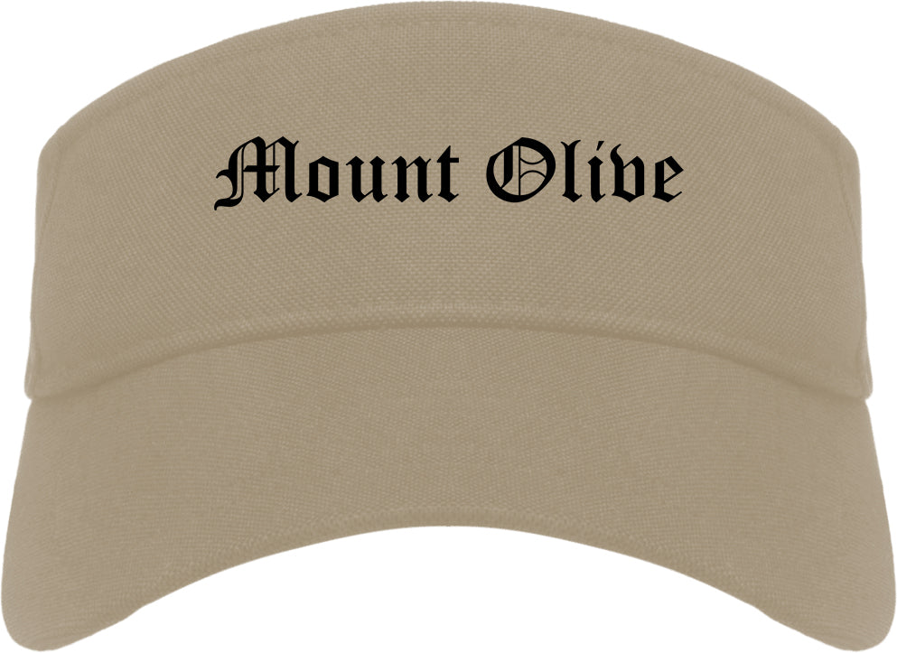 Mount Olive North Carolina NC Old English Mens Visor Cap Hat Khaki
