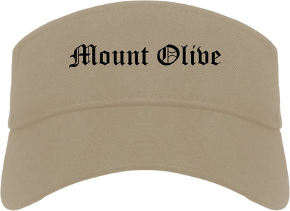 Mount Olive North Carolina NC Old English Mens Visor Cap Hat Khaki
