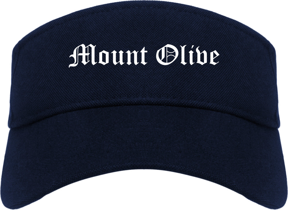 Mount Olive North Carolina NC Old English Mens Visor Cap Hat Navy Blue