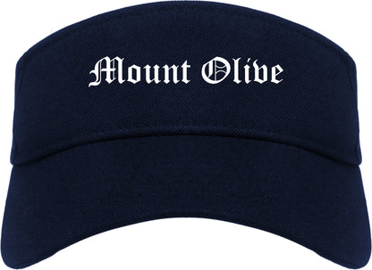 Mount Olive North Carolina NC Old English Mens Visor Cap Hat Navy Blue
