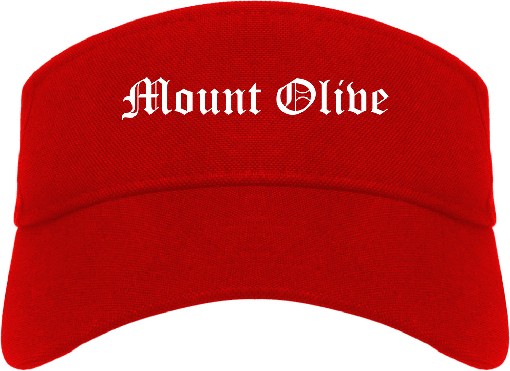 Mount Olive North Carolina NC Old English Mens Visor Cap Hat Red