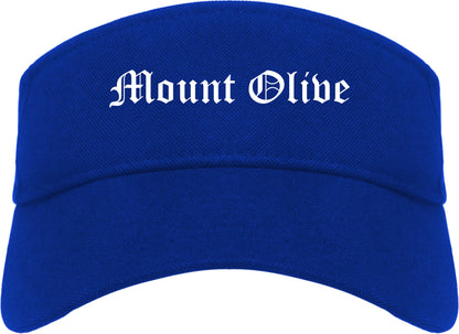 Mount Olive North Carolina NC Old English Mens Visor Cap Hat Royal Blue