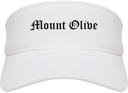 Mount Olive North Carolina NC Old English Mens Visor Cap Hat White