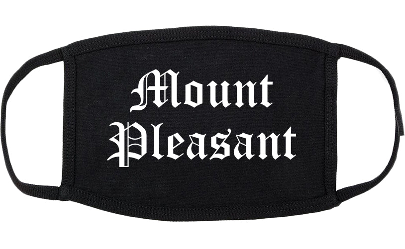 Mount Pleasant Iowa IA Old English Cotton Face Mask Black