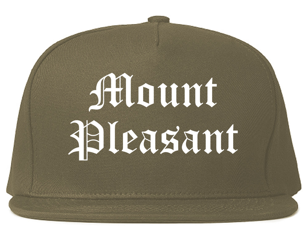 Mount Pleasant Iowa IA Old English Mens Snapback Hat Grey
