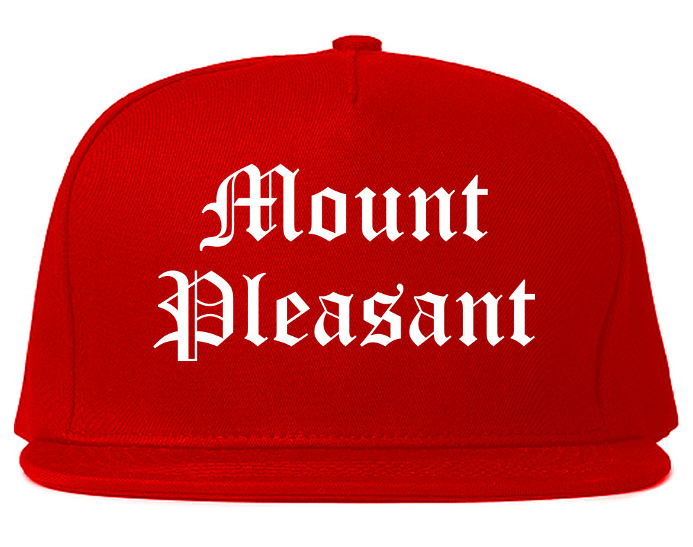 Mount Pleasant Iowa IA Old English Mens Snapback Hat Red