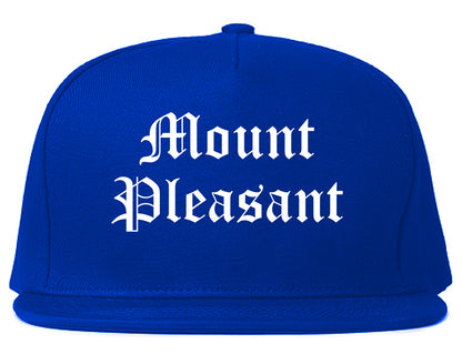 Mount Pleasant Iowa IA Old English Mens Snapback Hat Royal Blue