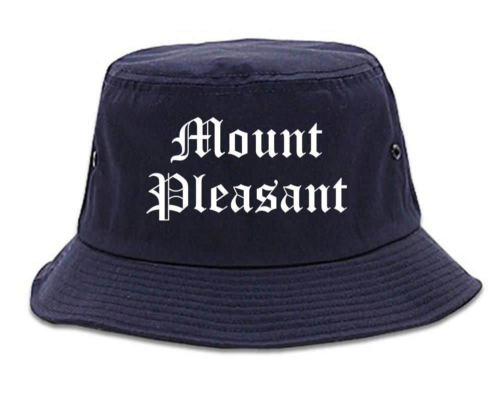 Mount Pleasant Iowa IA Old English Mens Bucket Hat Navy Blue
