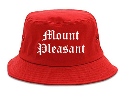 Mount Pleasant Iowa IA Old English Mens Bucket Hat Red