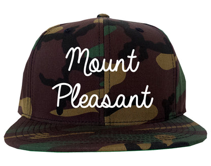 Mount Pleasant Iowa IA Script Mens Snapback Hat Army Camo