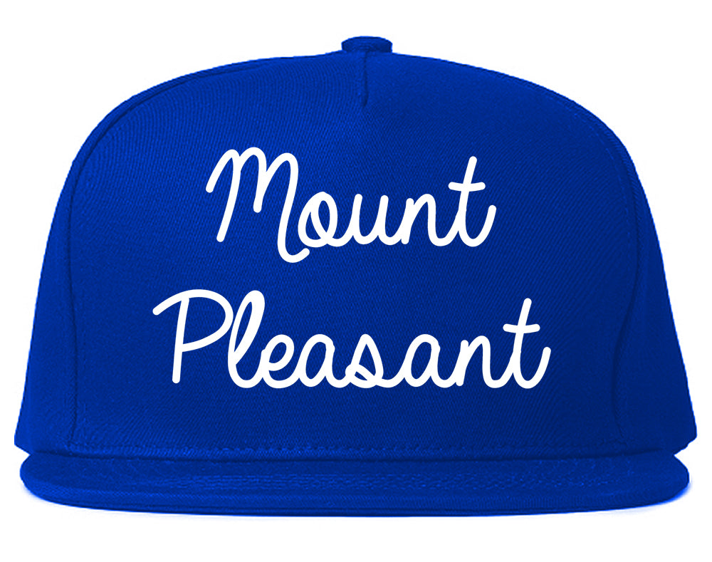 Mount Pleasant Iowa IA Script Mens Snapback Hat Royal Blue