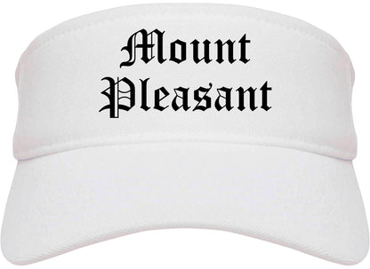 Mount Pleasant Iowa IA Old English Mens Visor Cap Hat White