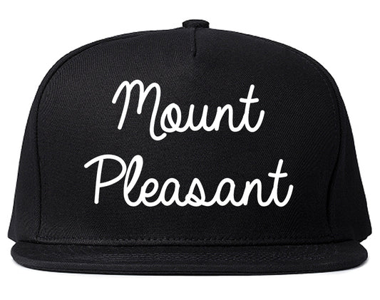 Mount Pleasant Michigan MI Script Mens Snapback Hat Black