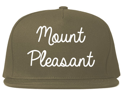 Mount Pleasant Michigan MI Script Mens Snapback Hat Grey