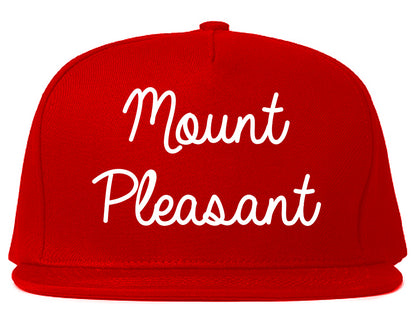 Mount Pleasant Michigan MI Script Mens Snapback Hat Red