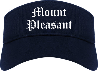 Mount Pleasant Michigan MI Old English Mens Visor Cap Hat Navy Blue
