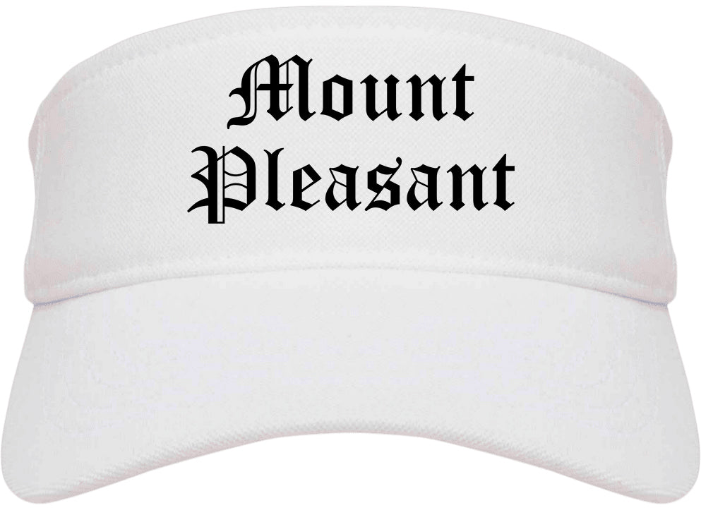 Mount Pleasant Michigan MI Old English Mens Visor Cap Hat White