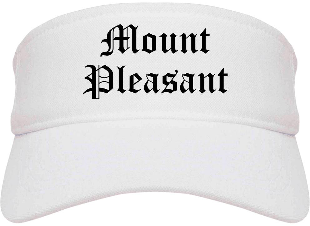 Mount Pleasant Pennsylvania PA Old English Mens Visor Cap Hat White