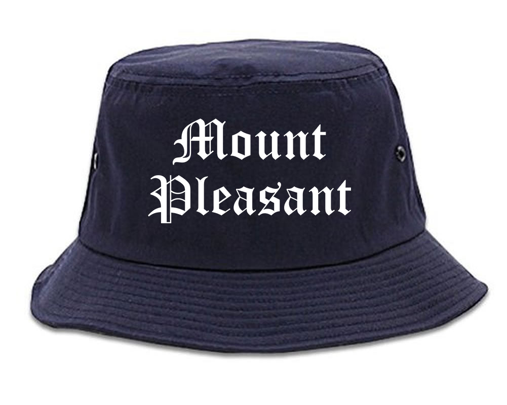 Mount Pleasant Tennessee TN Old English Mens Bucket Hat Navy Blue