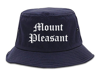 Mount Pleasant Tennessee TN Old English Mens Bucket Hat Navy Blue